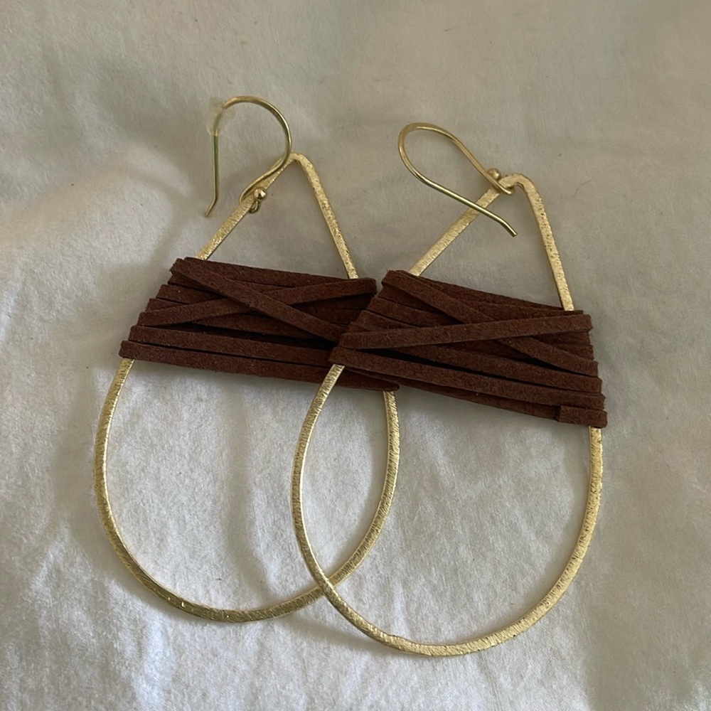 Leather and Gold statement earrings